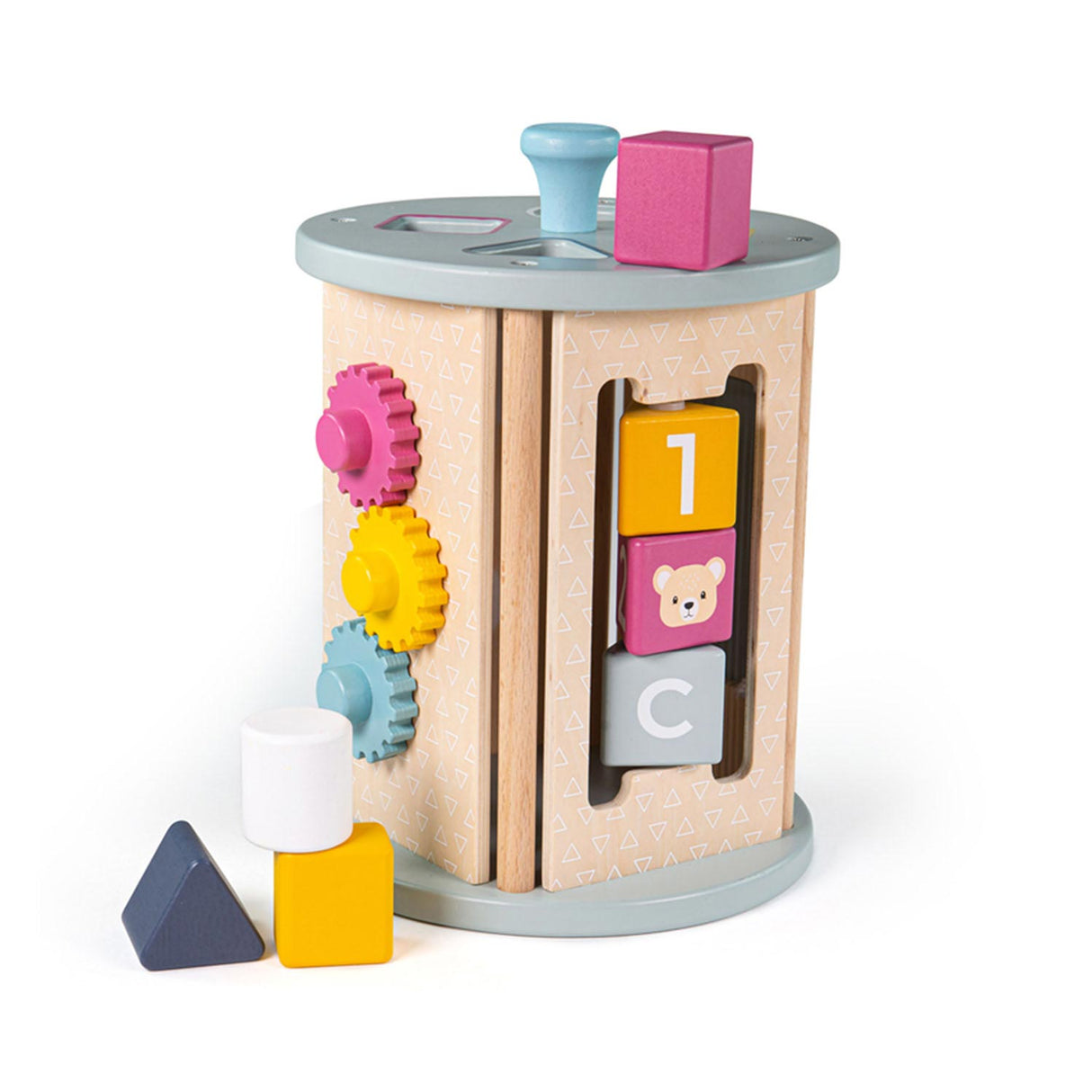 Rouleau d'activité en bois Bigjigs avec trieur de formes - - à partir de 18 mois