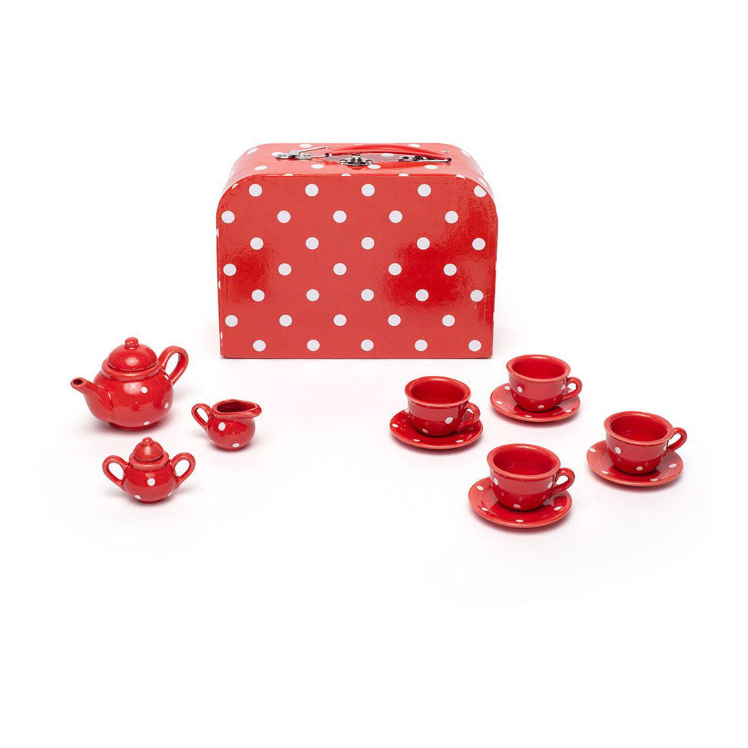 Service à thé en porcelaine Bigjigs dans un coffret de rangement, 12 pièces.