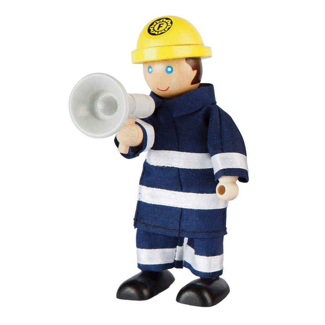 Tidlo maison de poupée en bois poupées pompiers, 4 pcs.