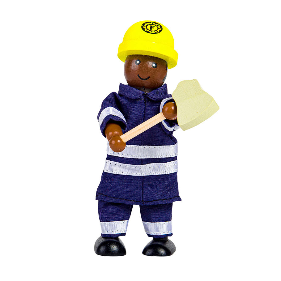 Tidlo maison de poupée en bois poupées pompiers, 4 pcs.