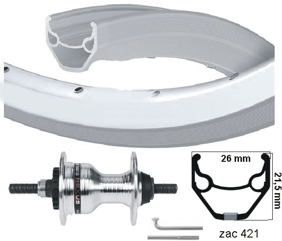 Kgs roue avant 28 pouces (622) zac 421 argent frein à rouleaux