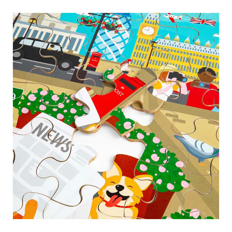 Puzzle en bois Bigjigs au sol de la ville de Londres, 48 pcs.