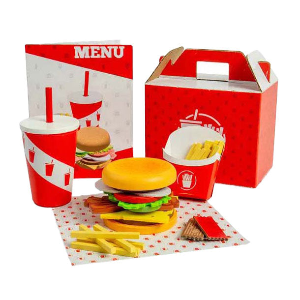 Ensemble burger et frites en bois Bigjigs, 48 pièces.