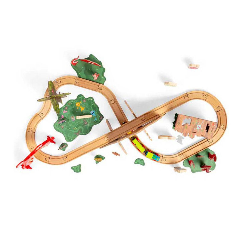 Ensemble de train monstre en bois Bigjigs, 50 pièces.