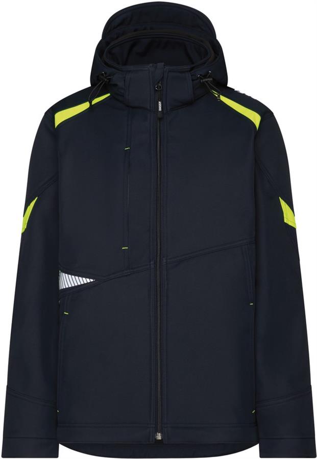 Dassy softshell kalama polyester bleu nuit jaune fluo xl