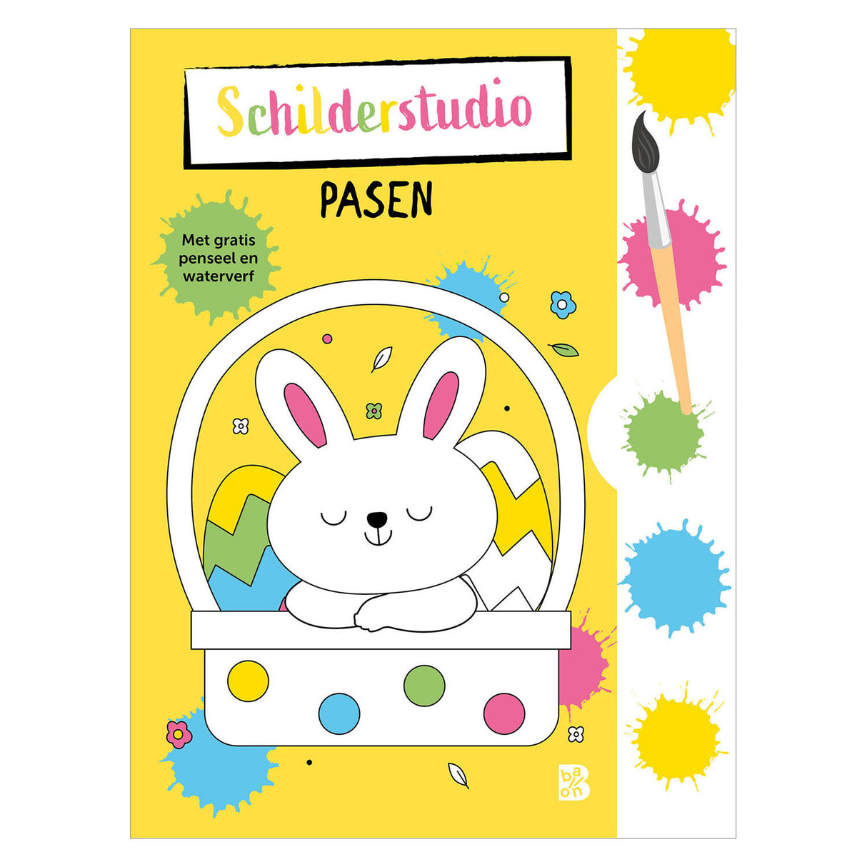 Pâques : livre de coloriage avec peinture et pinceau