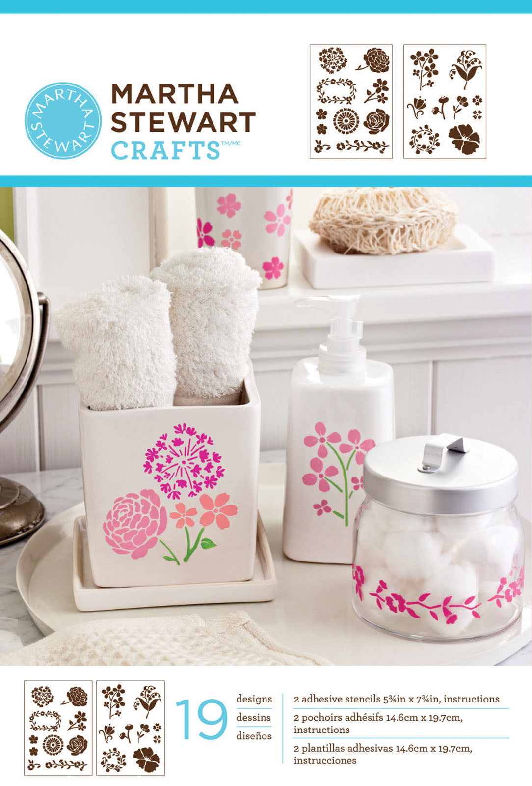 Martha Stewart • ensemble de pochoirs autocollants fleurs