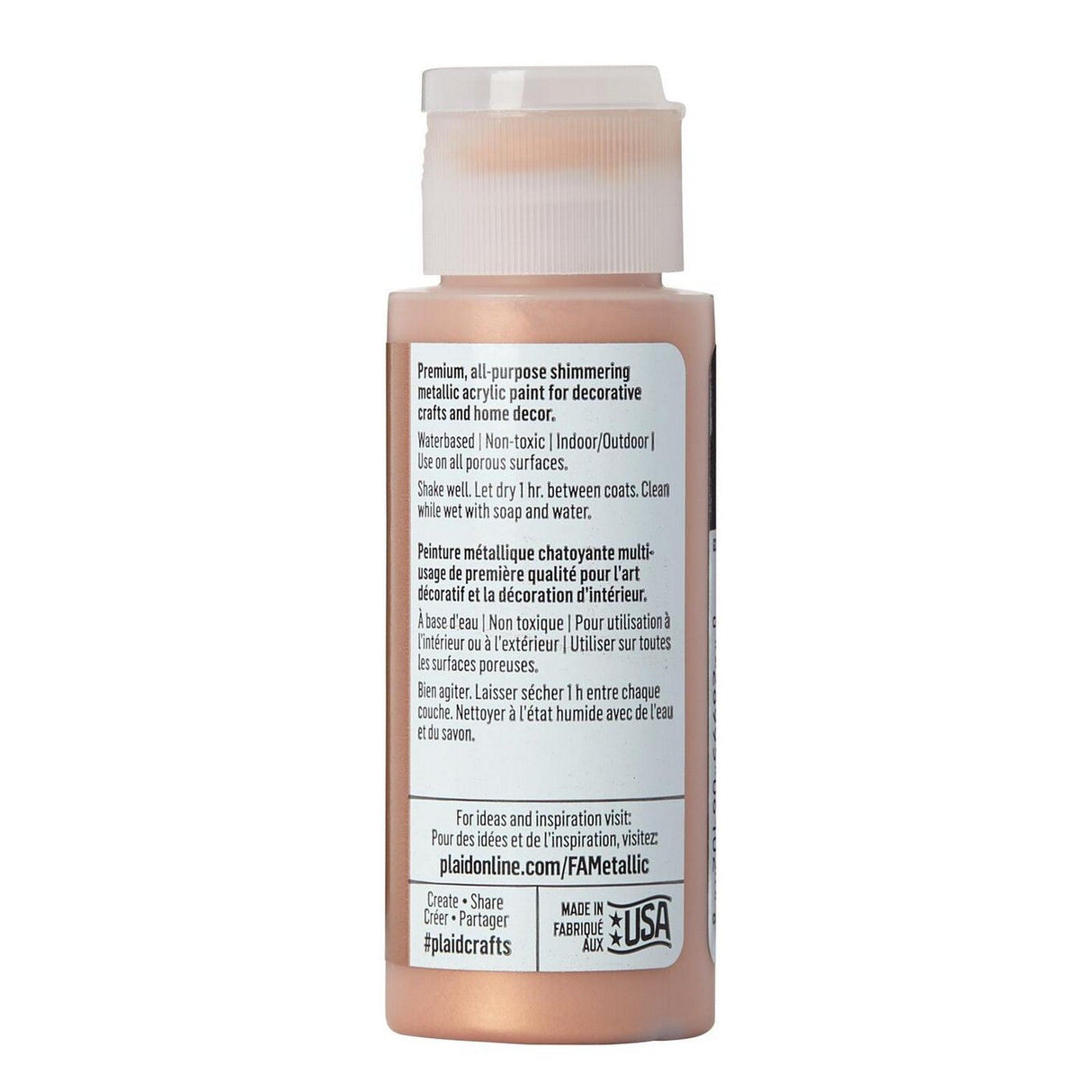 Folkart • peinture acrylique métallisée or rose 59ml