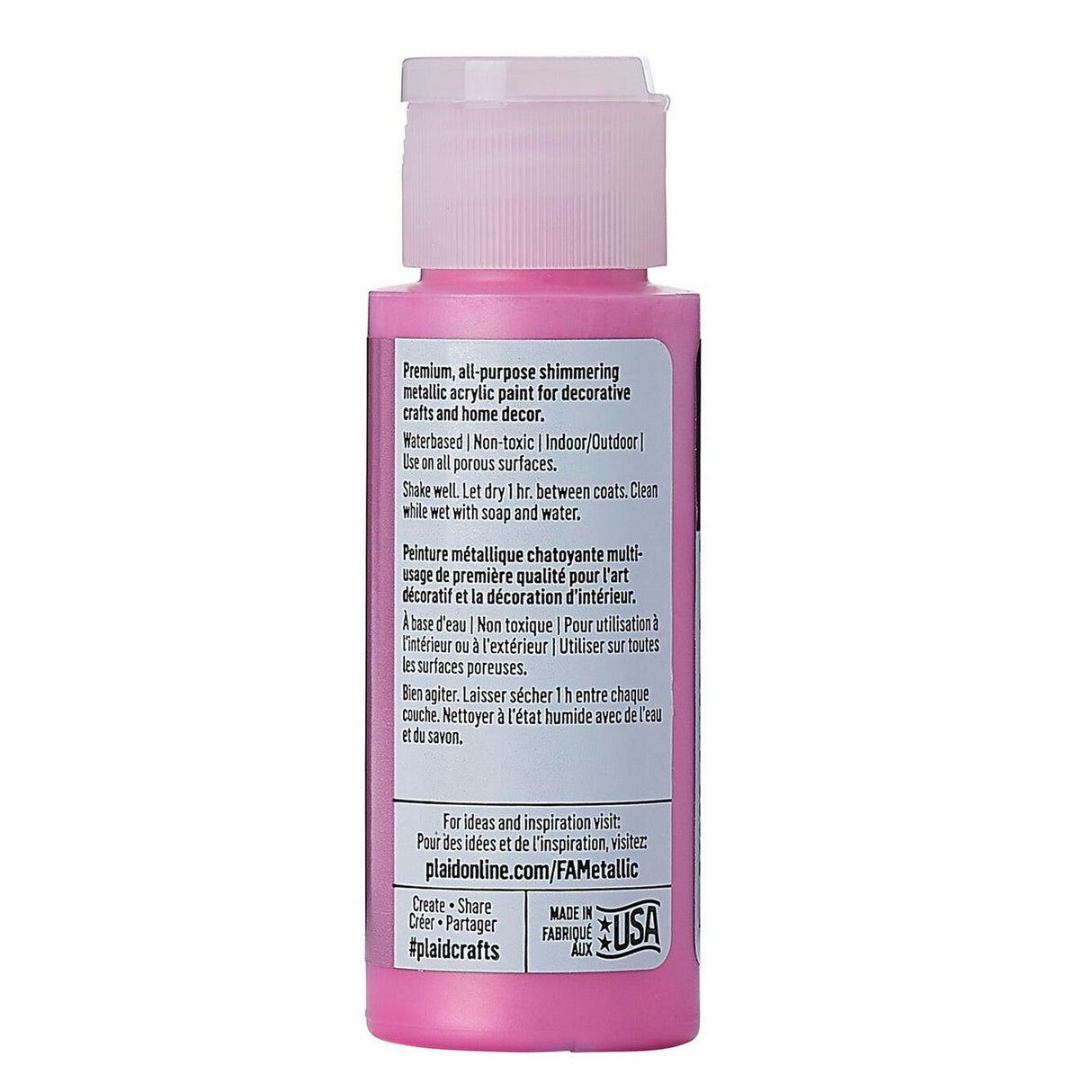 Folkart • peinture acrylique métallisée rose 59ml