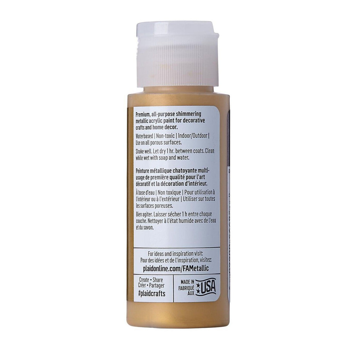 Folkart • peinture acrylique métallisée or pur 59ml