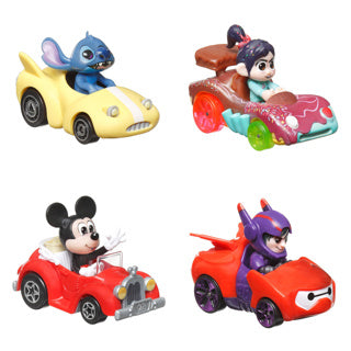 Hot Wheels Racerverse - 4 voitures en métal avec pilote Disney - véhicule jouet
