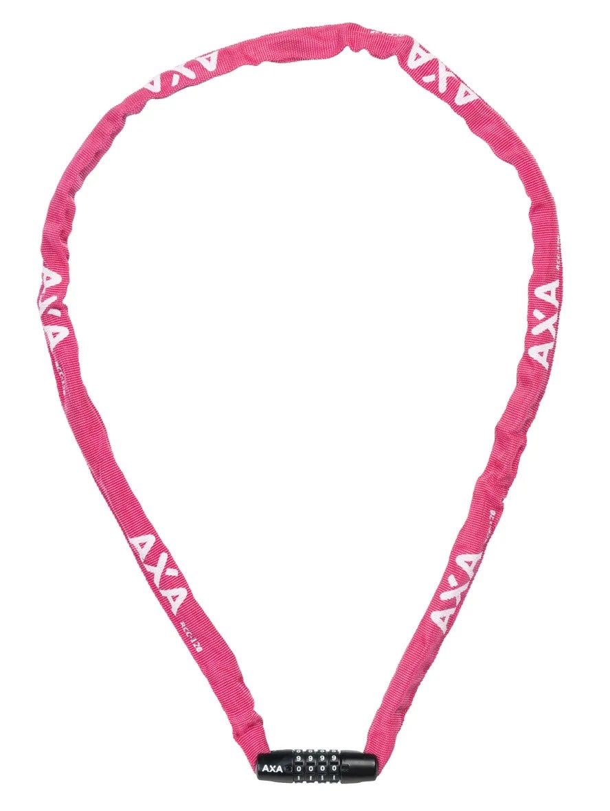Axa antivol à chaîne rigide code rcc 120x3,5 avec housse en polyester - rose
