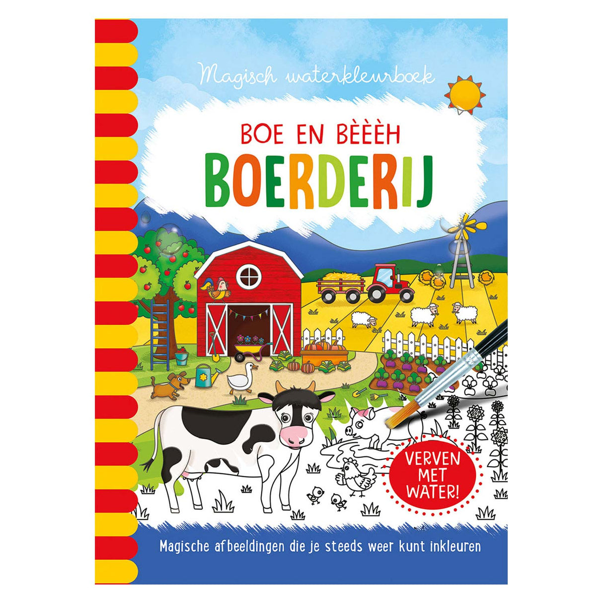 Ferme de livre de couleurs d'eau magique
