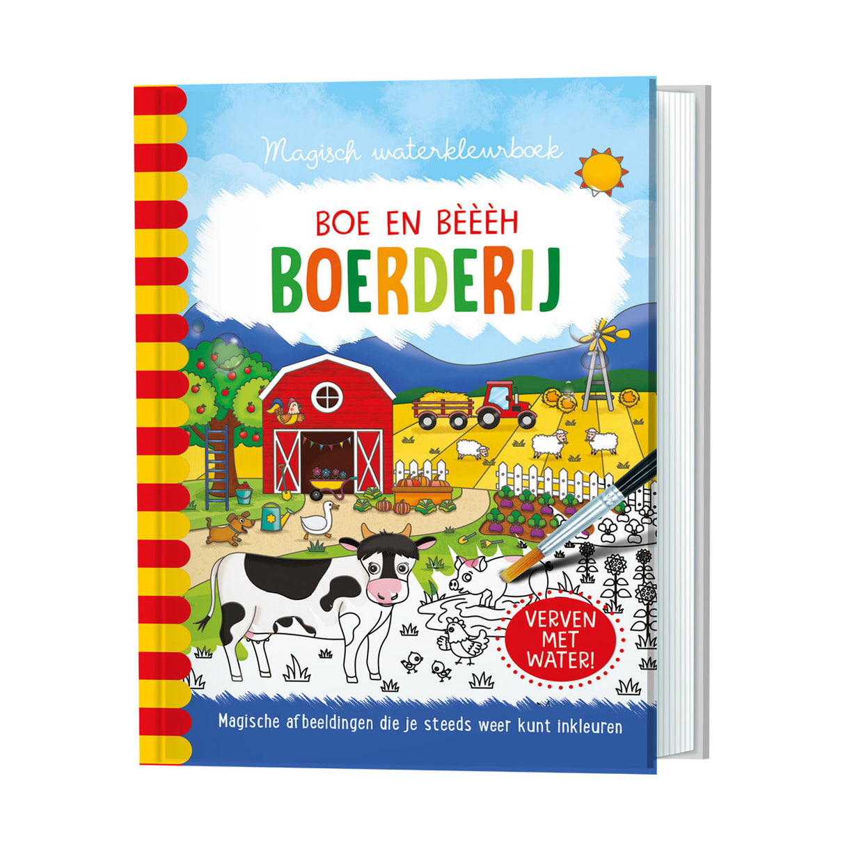 Ferme de livre de couleurs d'eau magique
