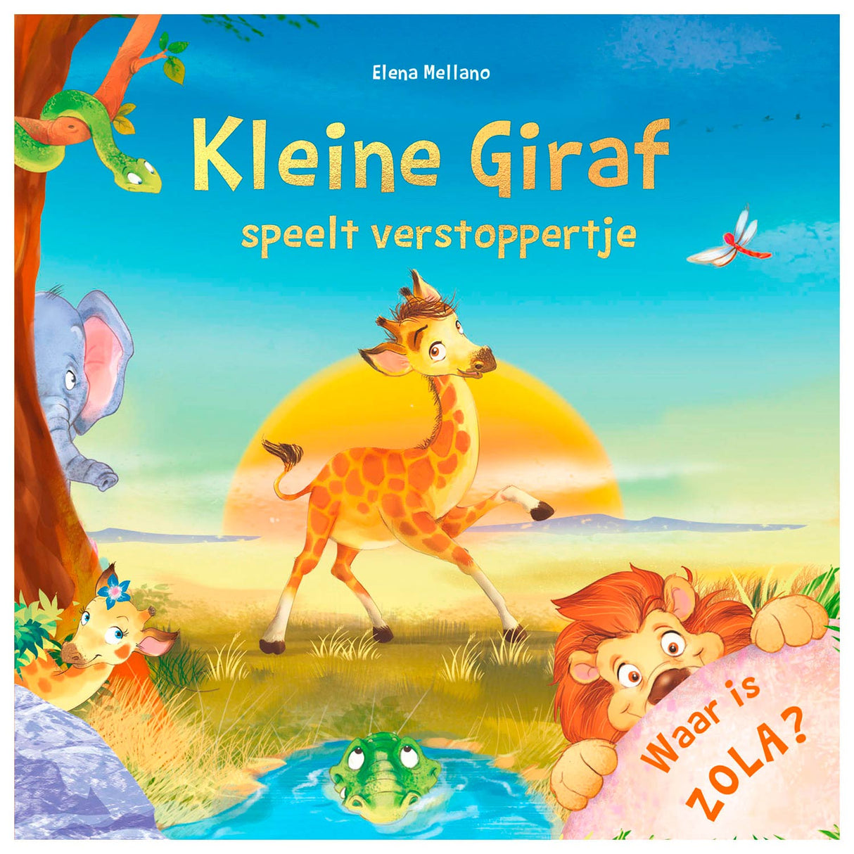 La petite girafe de l'éditeur Rebo joue à cache-cache