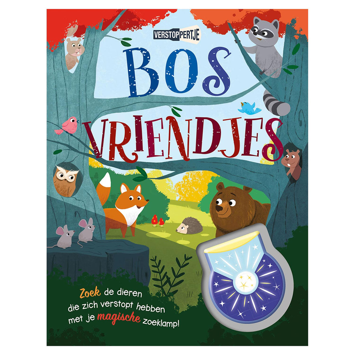 Livre de recherche interactif des éditeurs Rebo, amis de la forêt avec lampe de poche