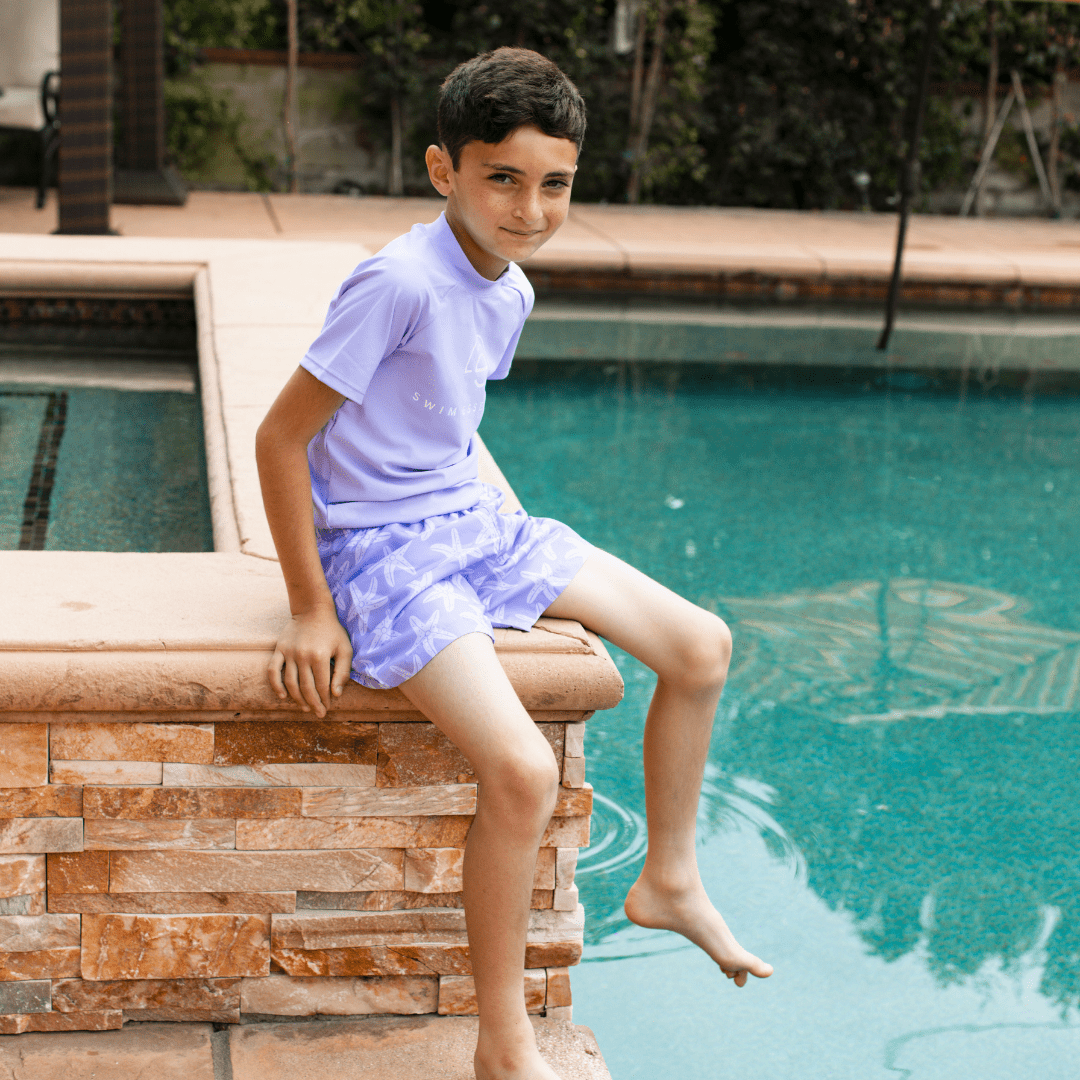 Étoile de mer | maillot de bain anti-UV lilas pour garçons