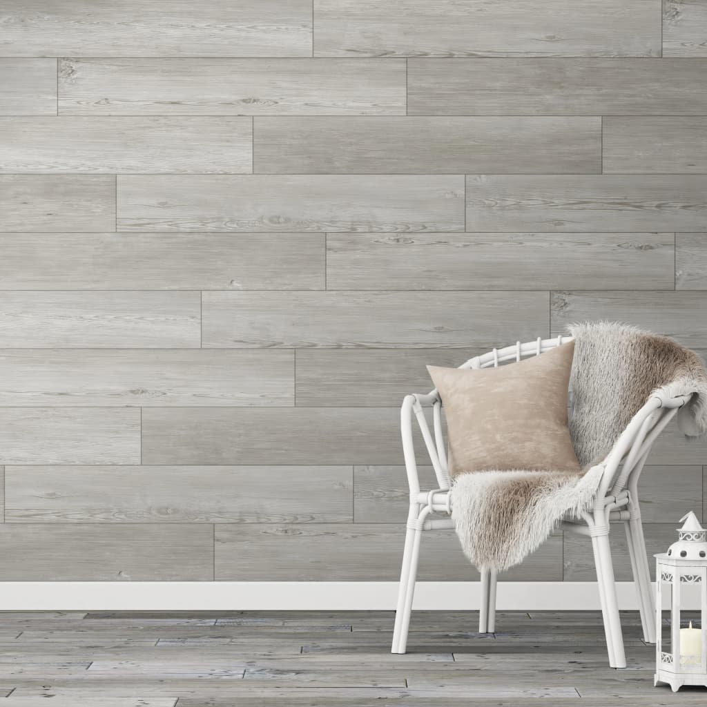 Grosfillex 15 PCS Tiles muraux Gx mur + 15x90 cm gris clair -colore