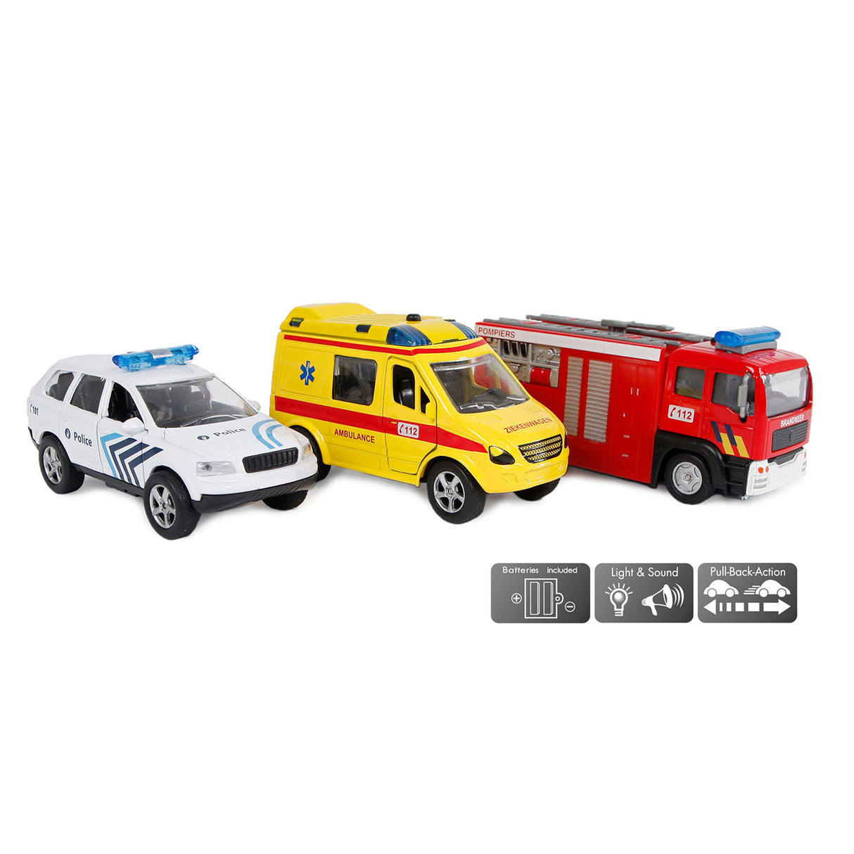 Véhicules de service d'urgence moulés sous pression, 2 jeux, Belgique