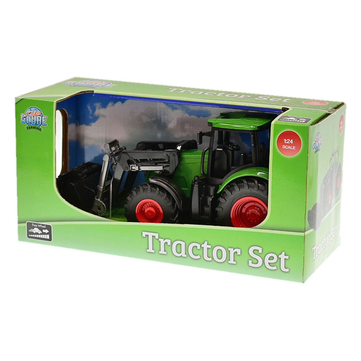 Tracteur globe pour enfants avec chargeur frontal - vert