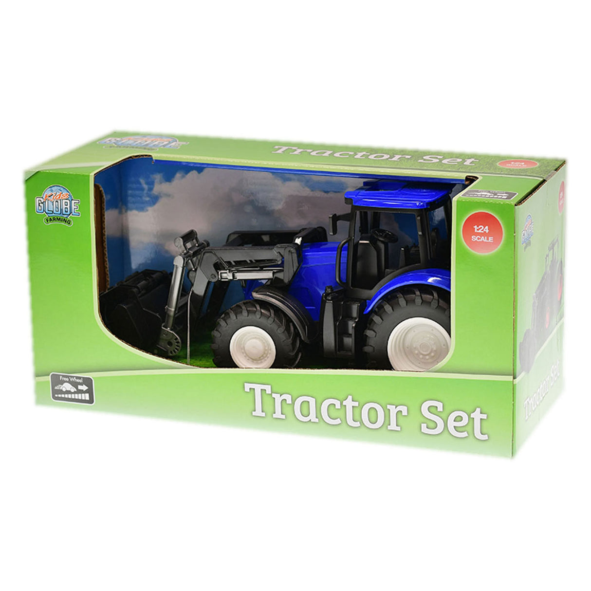 Tracteur globe pour enfants avec chargeur frontal - bleu