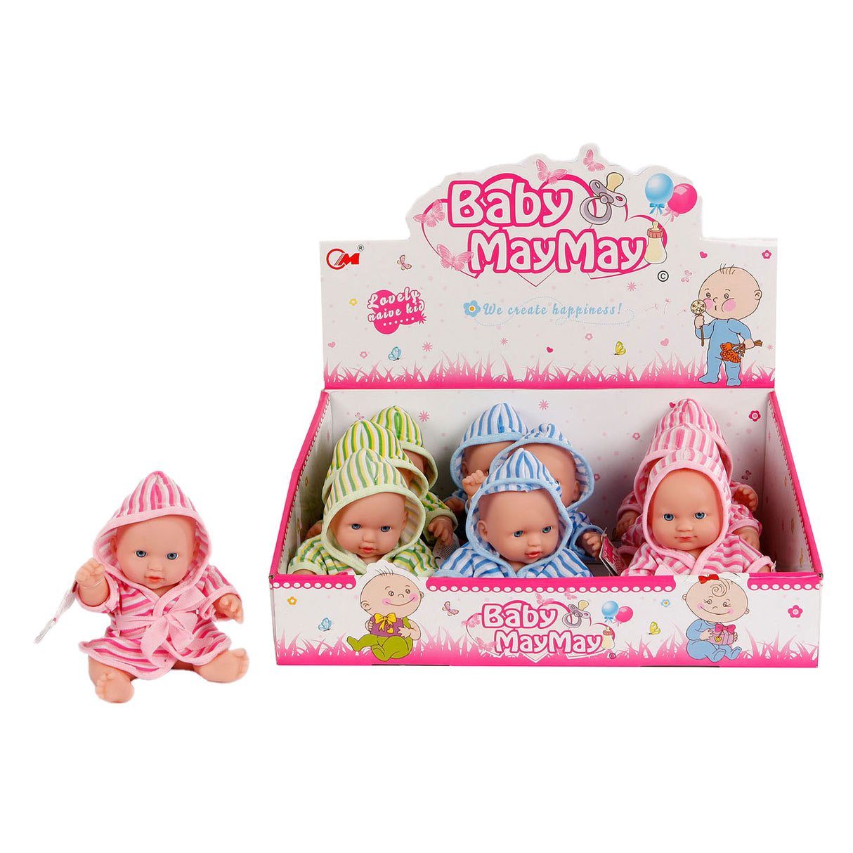 Toys Amsterdam baby doll with bathrobe, 20cm