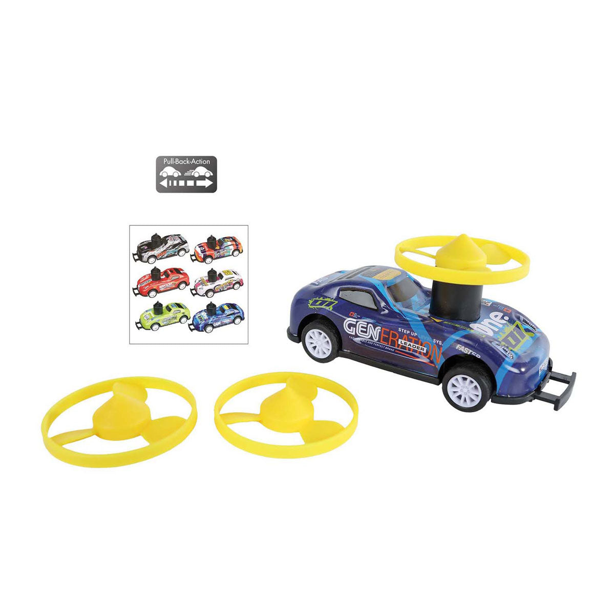 Roadstarblasters punch and spin stunt car moulé sous pression avec fonction de retrait.