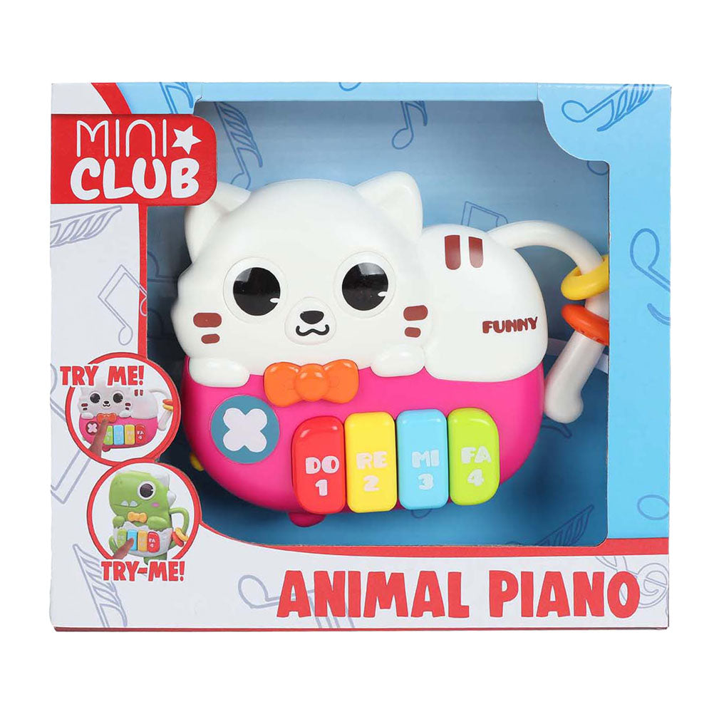Mini club animal piano chat avec lumière et son, 15cm
