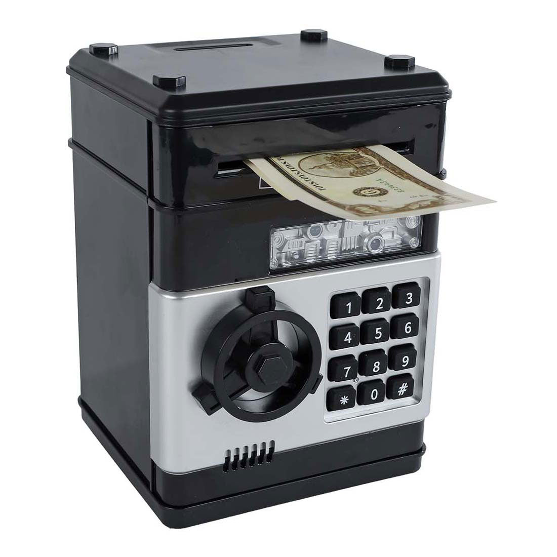Jouet coffre-fort Van Manen avec code secret noir 19,5 cm.