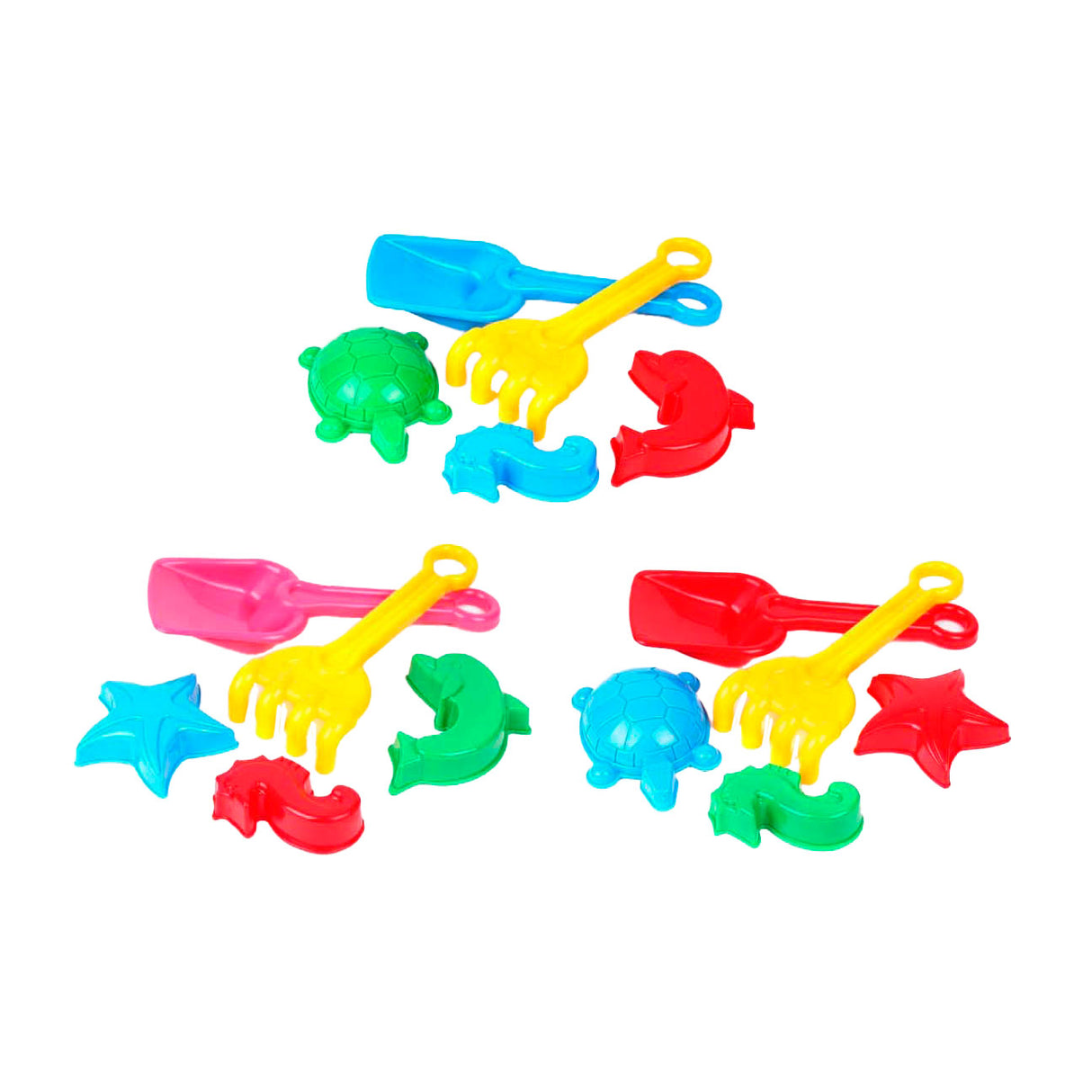 Pelle Sun Fun avec râteau et 3 moules à sable, 22 cm