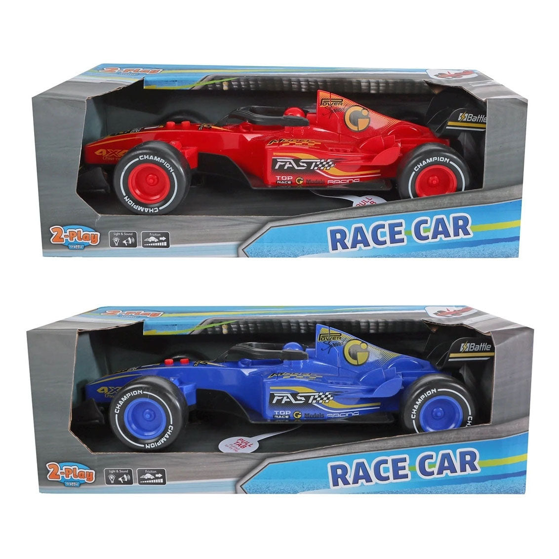 2-play formule raceauto met frictiemotor - licht en geluid - 26 cm