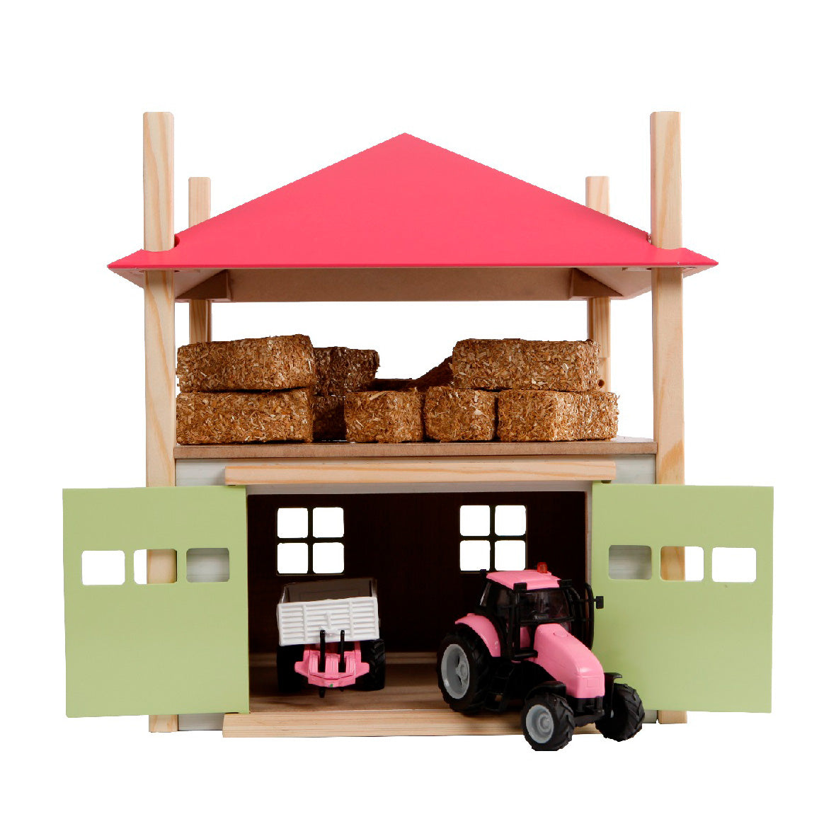 Botte de foin en bois globe enfant avec rangement 1:32 - rose