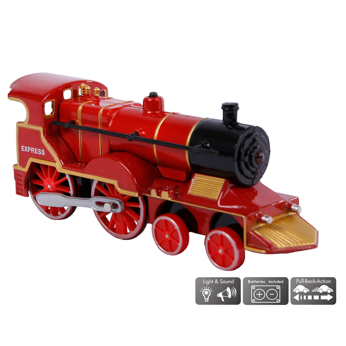 Locomotive moulée sous pression à 2 jeux avec lumière et son, 14 cm