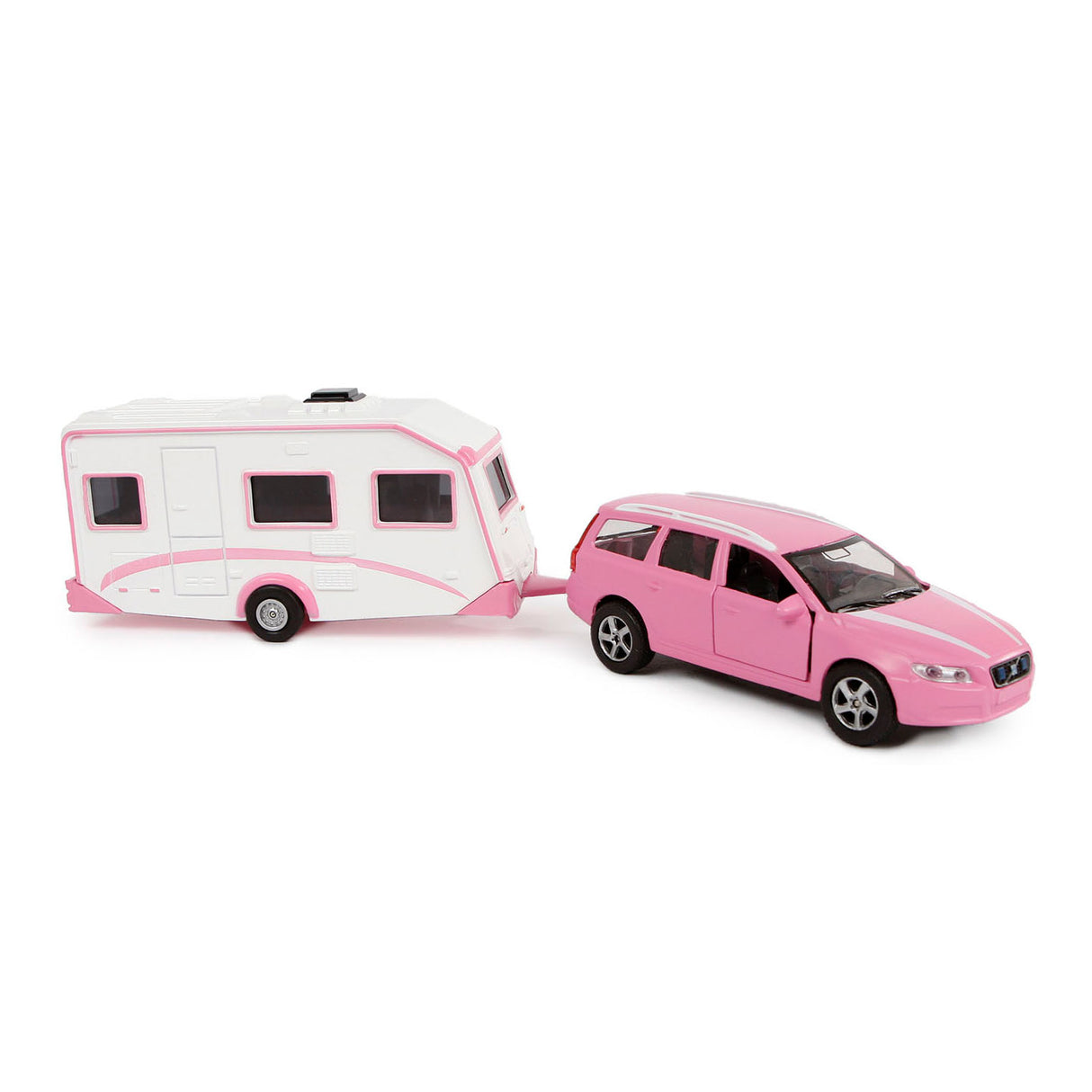 Kids Globe Globe Die Cast Volvo V70 avec caravane rose, 30 cm