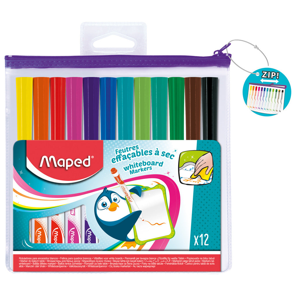 Marqueurs pour tableau blanc Maped 12 couleurs
