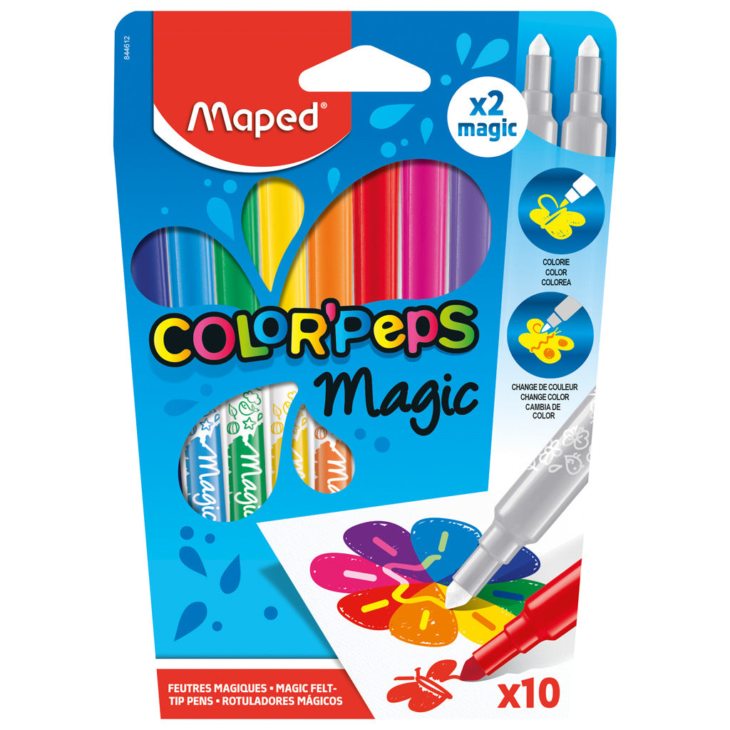 Couleur Maped #039 ; feutres peps magic 8 couleurs + 2 marqueurs magiques