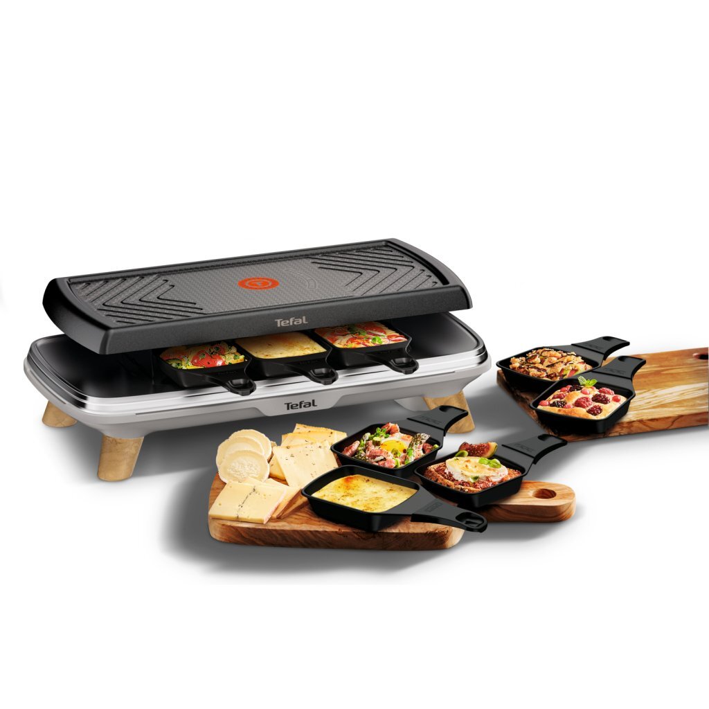 Tefal re610d raclette 3en1 8 personnes noir inox bois
