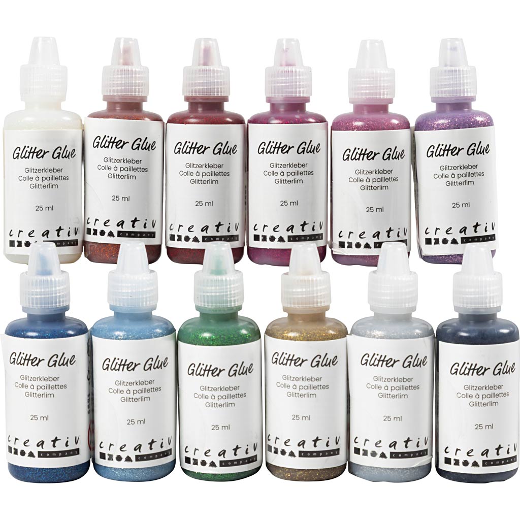 Creativ Company glitter glue various colors, 12x25ml