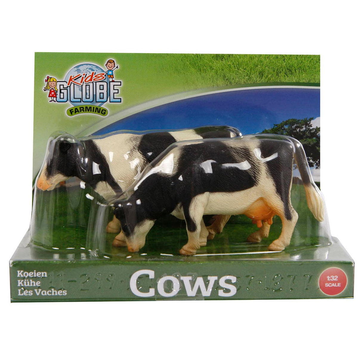 Globe enfants vaches noir et blanc debout 2 pièces 1:32