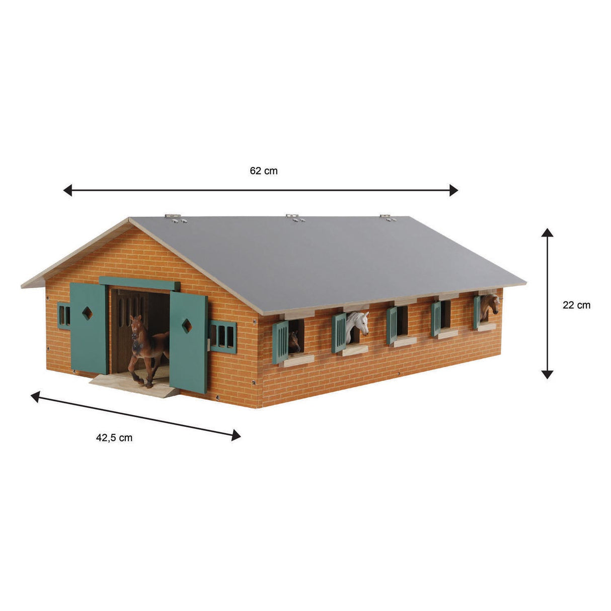 Globe pour enfants en bois d'écurie avec 9 boxes à chevaux 1:32