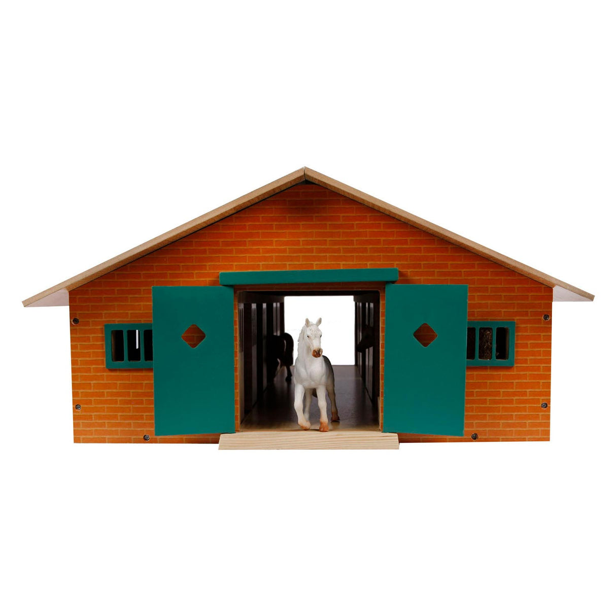 Globe pour enfants en bois d'écurie avec 9 boxes à chevaux 1:32