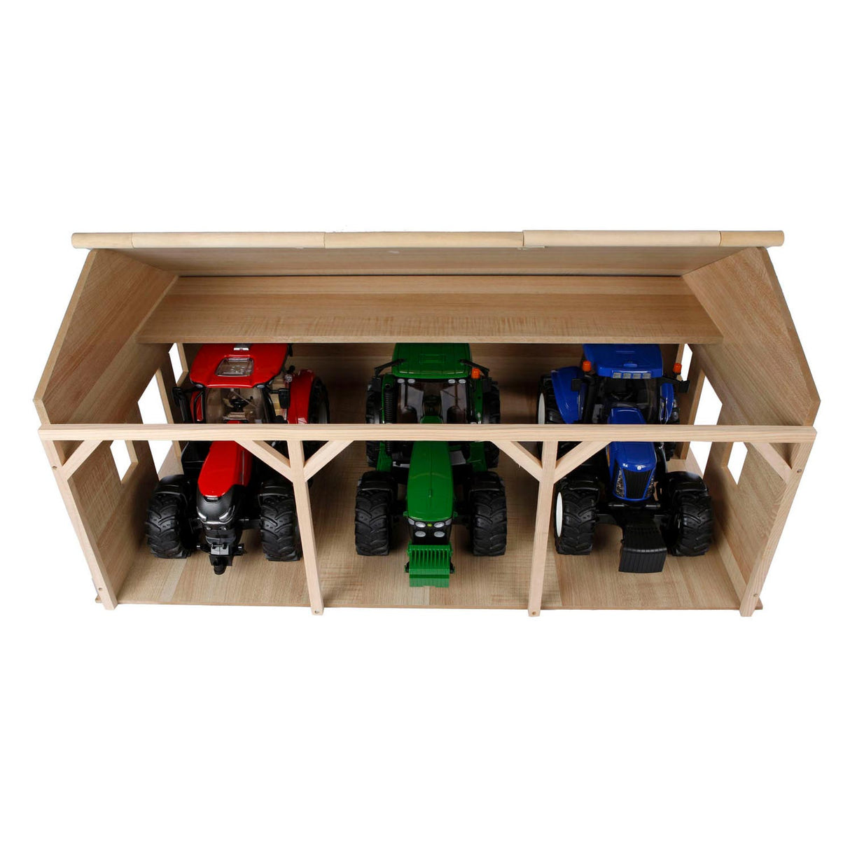 Hangar agricole en bois pour enfants, globe pour 3 tracteurs, 1:16