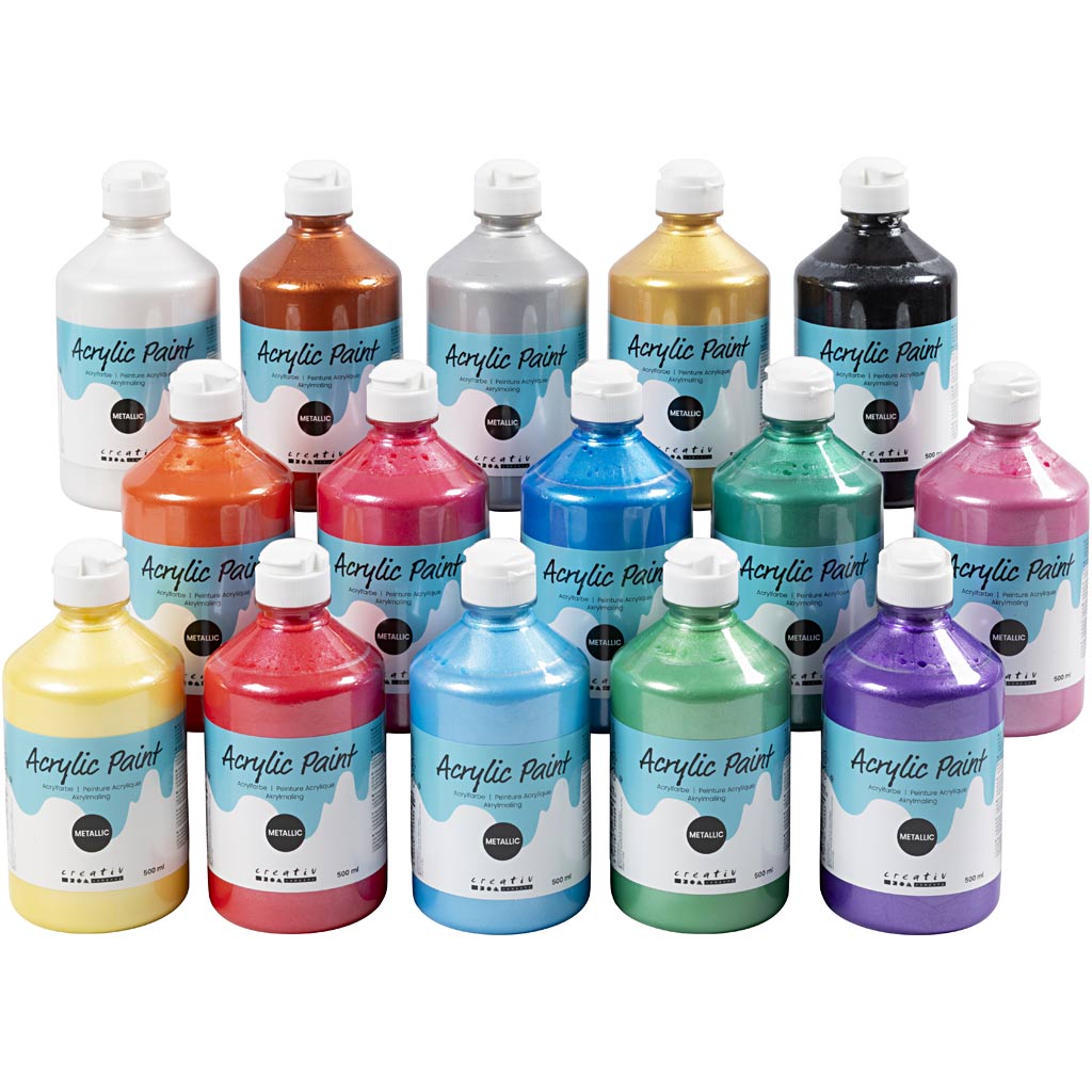 Peinture acrylique A-color métallisée, métallisée, différentes couleurs, 15x500 ml 1 boîte