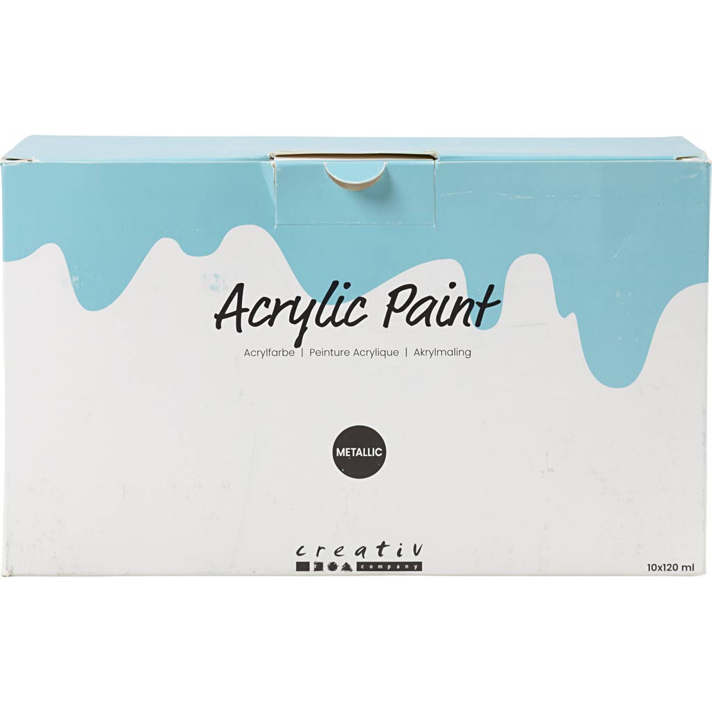 Peinture acrylique A-color métallisée, métallisée, différentes couleurs, 10x120 ml 1 boîte