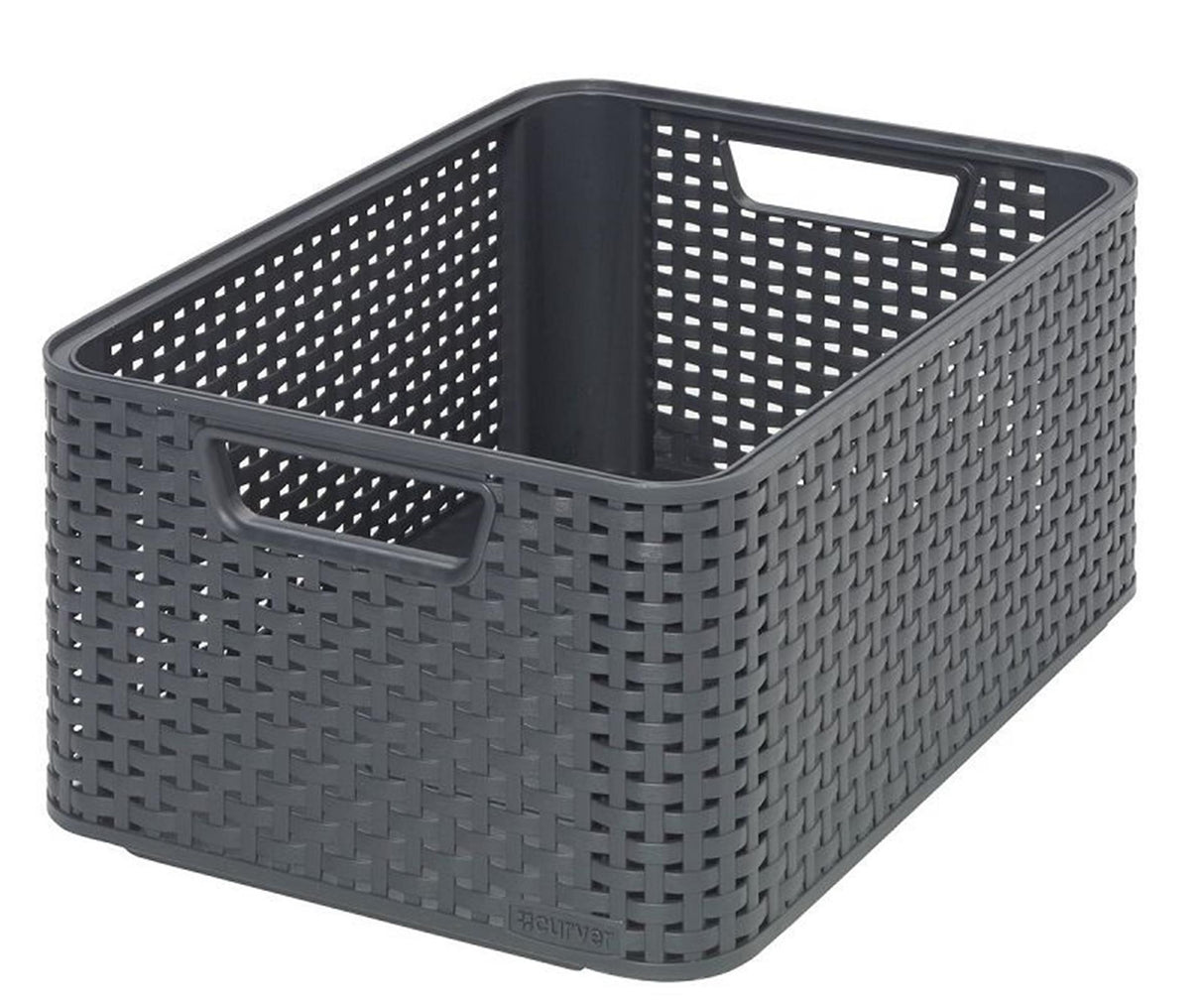 Panier style Curver m empilable style rotin anthracite (lxlxh 38x28x17cm)