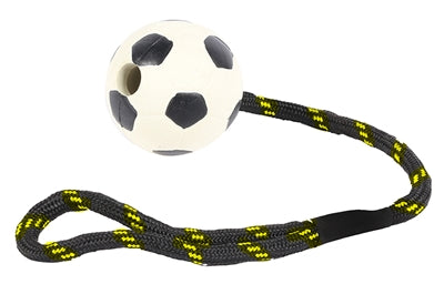 Jouets durs pour animaux de compagnie heureux jetant une corde avec du caoutchouc de football