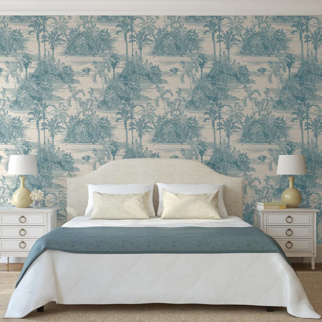 Papin d'écran du papier peint néerlandais beige tropical et bleu clair