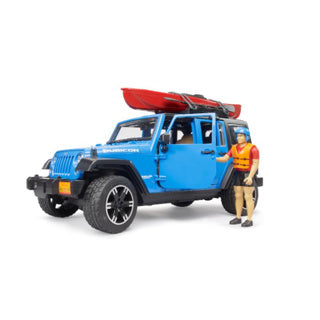 Bruder jeep wrangler rubicon avec kayak et kayakiste 1:16