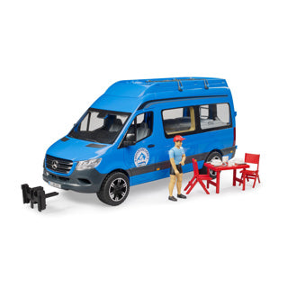 Voiture jouet camping-car Bruder MB sprinter avec chauffeur - bleu.