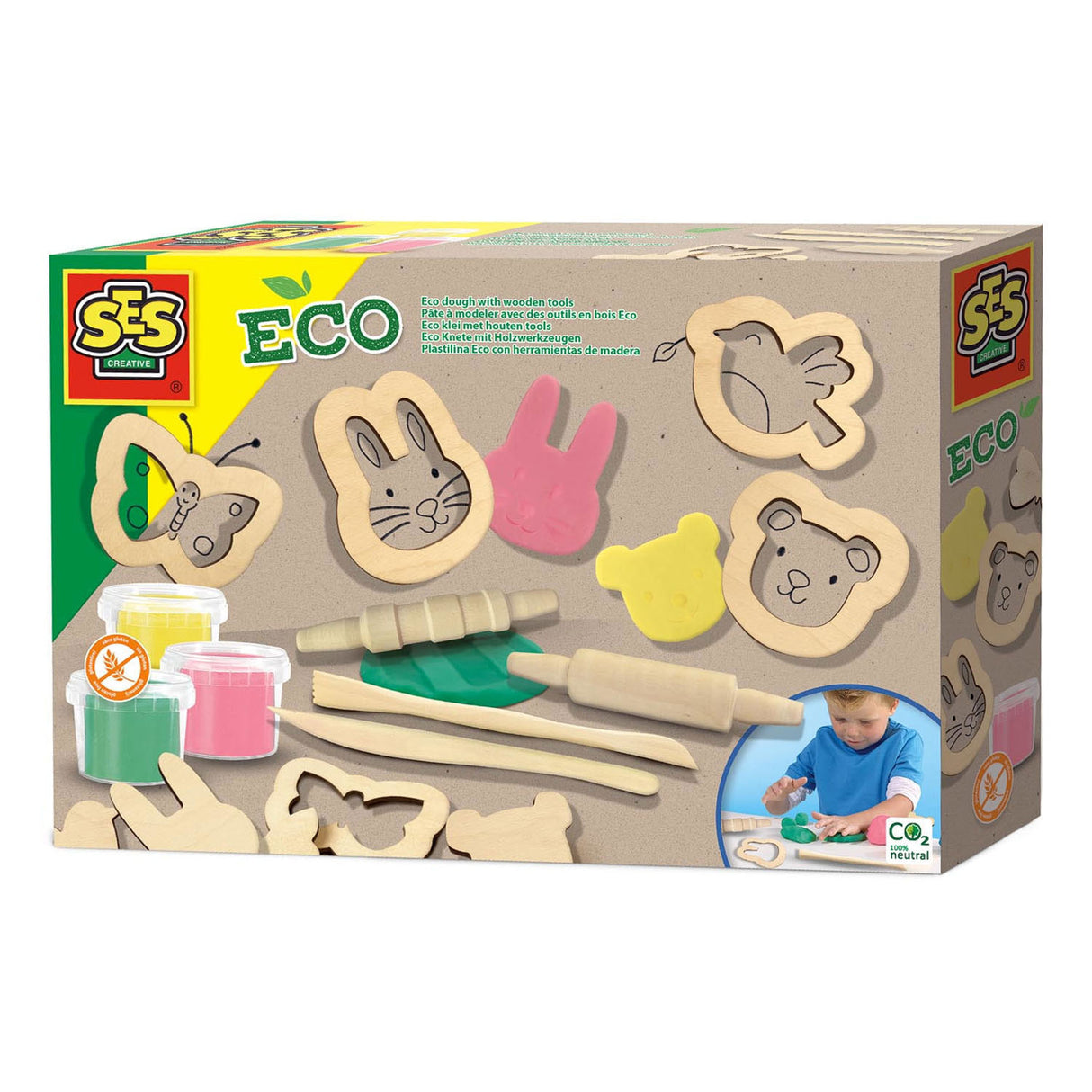 Ses creative ses eco argile avec outils en bois - 3 pots en argile